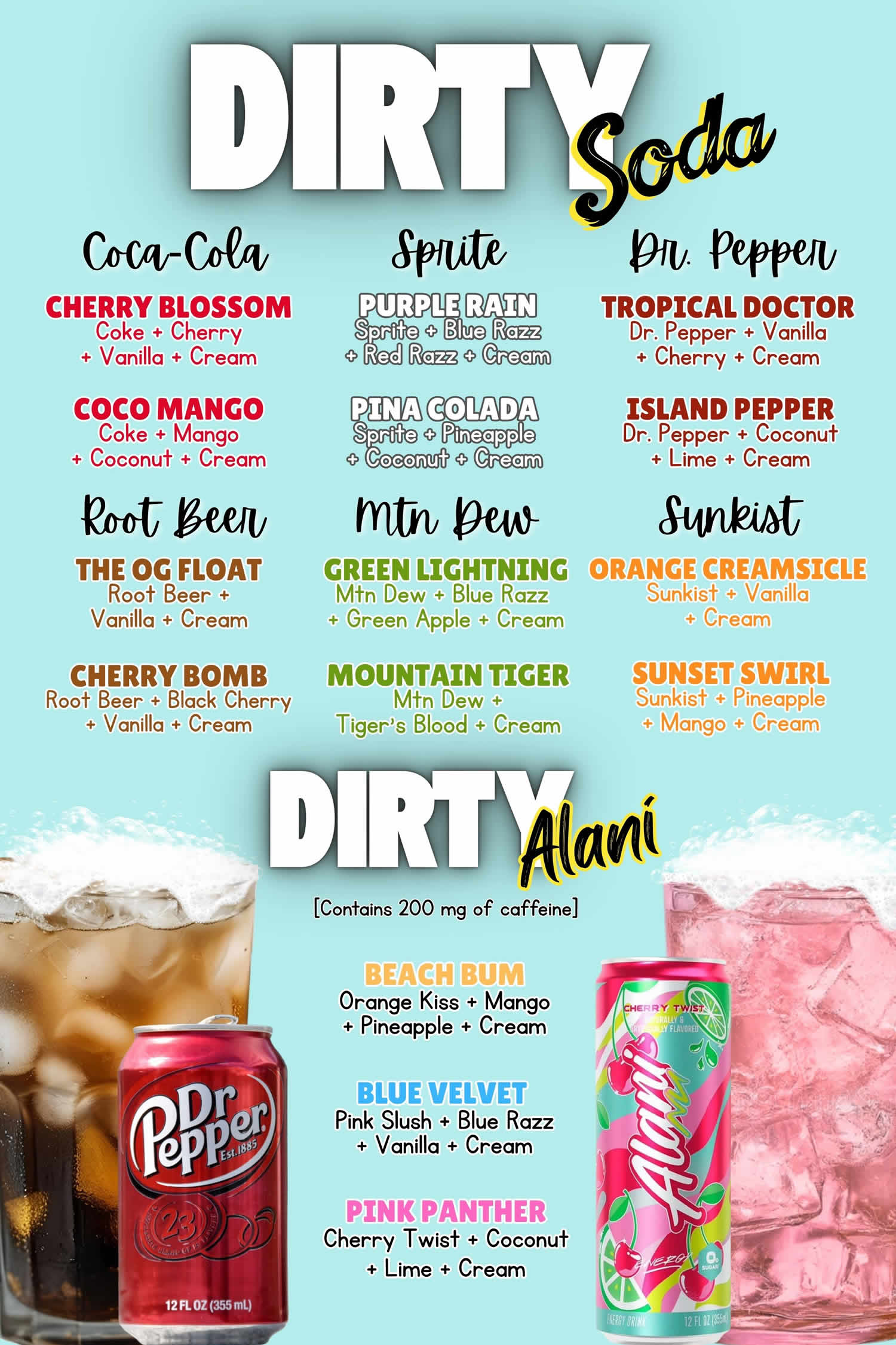Dirty Soda Menu